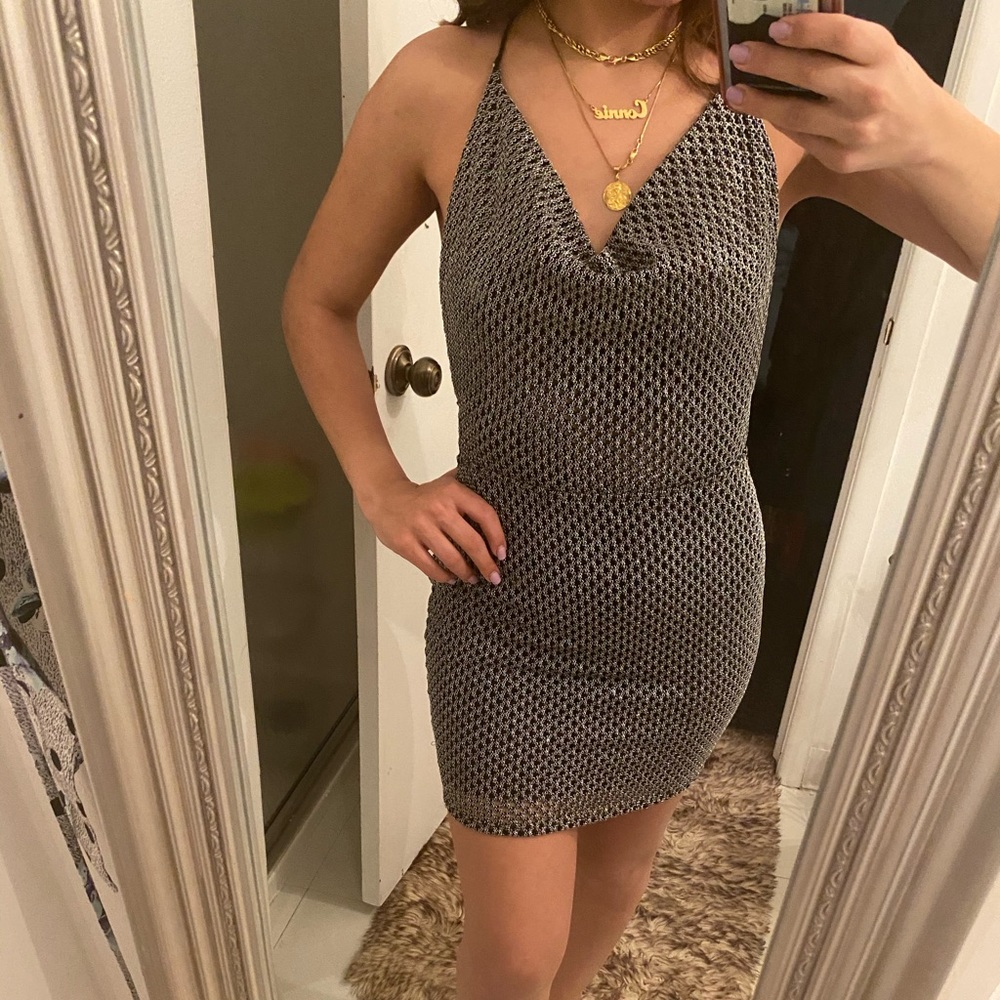 Shimmery Crisscrossed Backless Dress